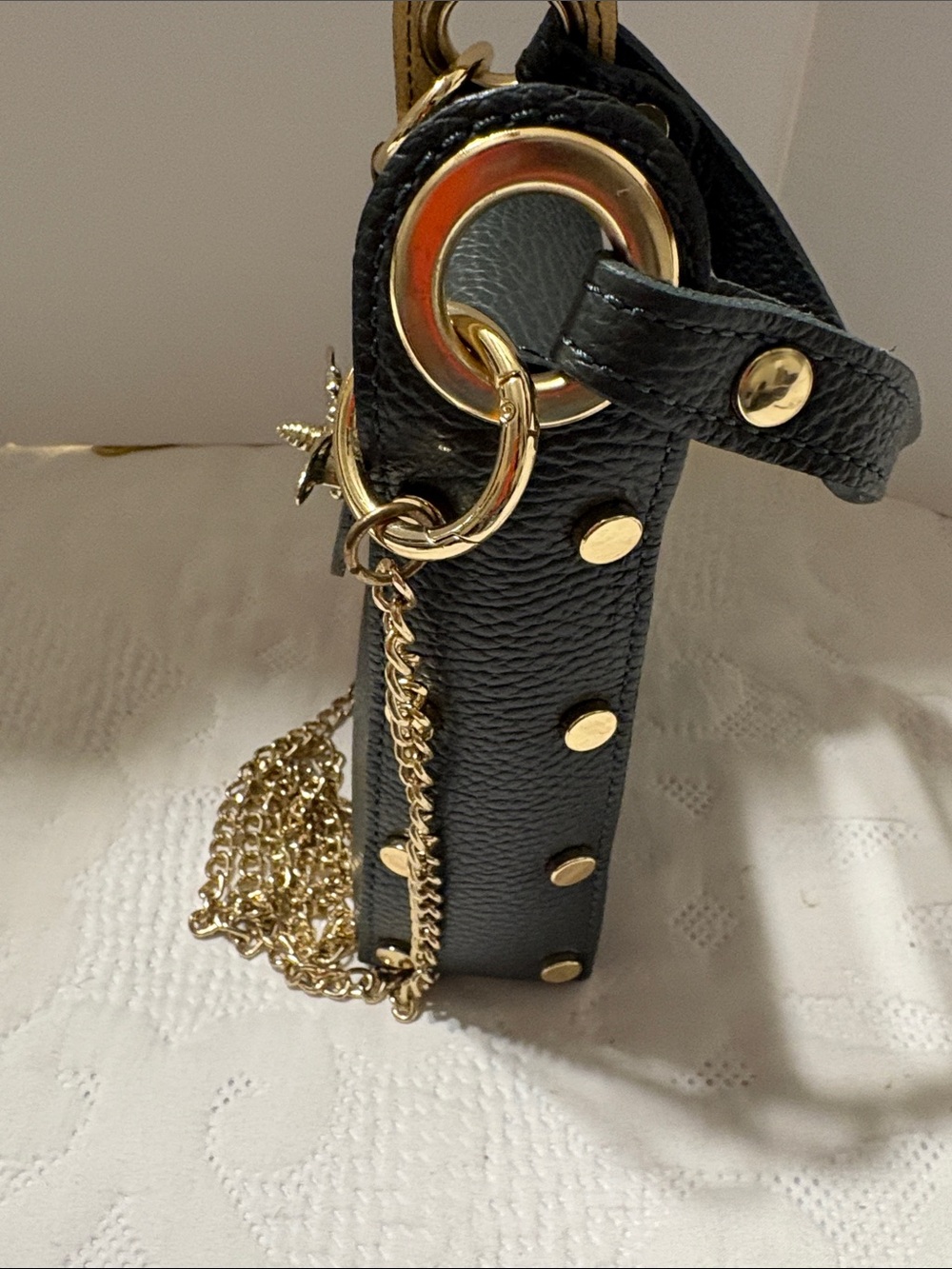 Vera Pelle Olive Green Leather Crossbody Bag with Beige Interior, made in Italy - Picture 8 of 16